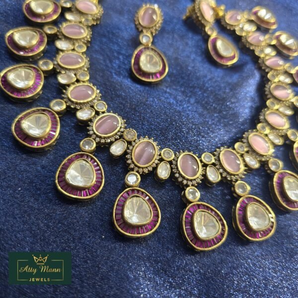 Moissanite Baguettes Pink coloured necklace - Image 2