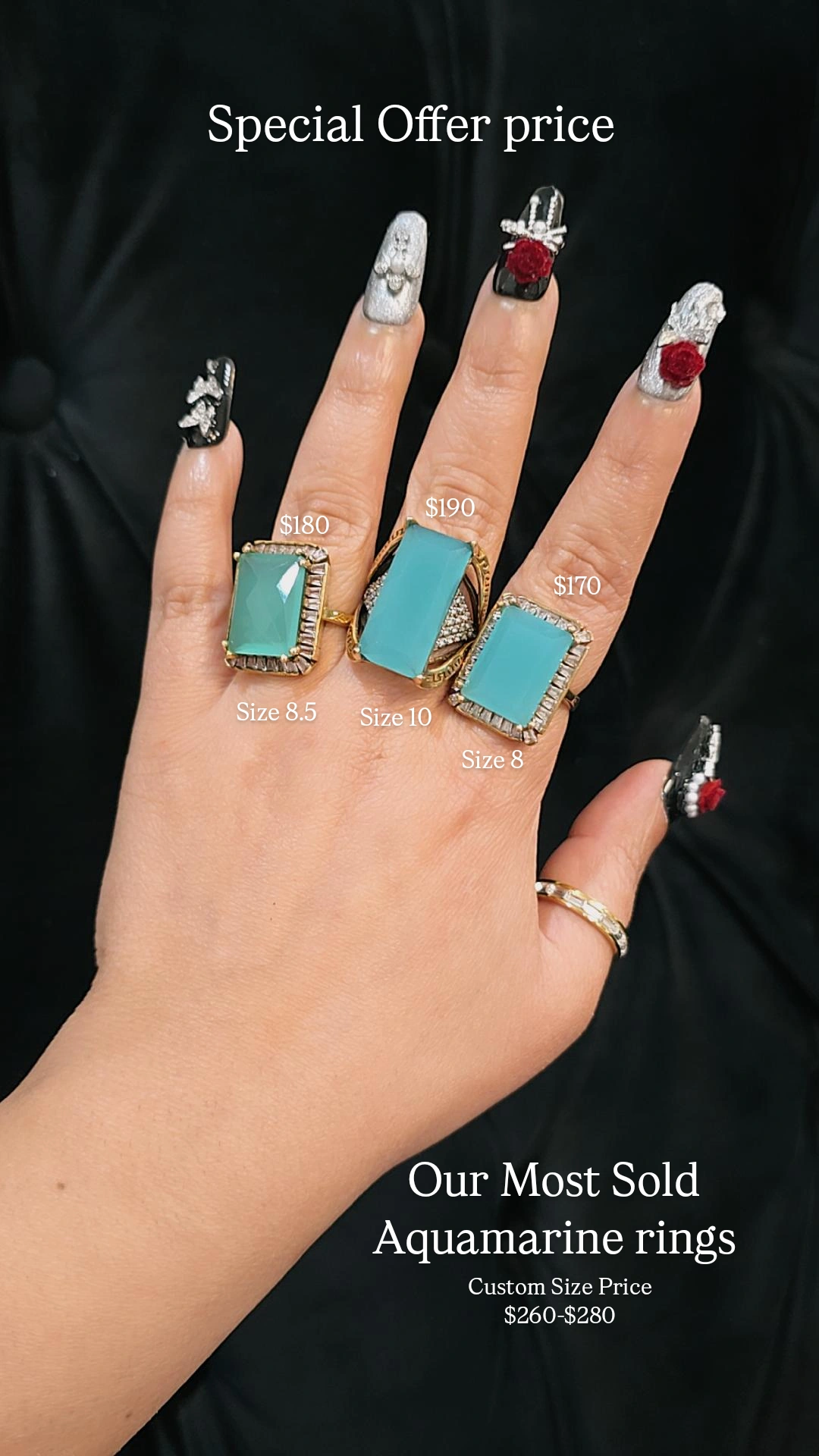 Aquamarine ring 1, 2,3