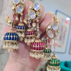 Mughal polki double dome jhumka all